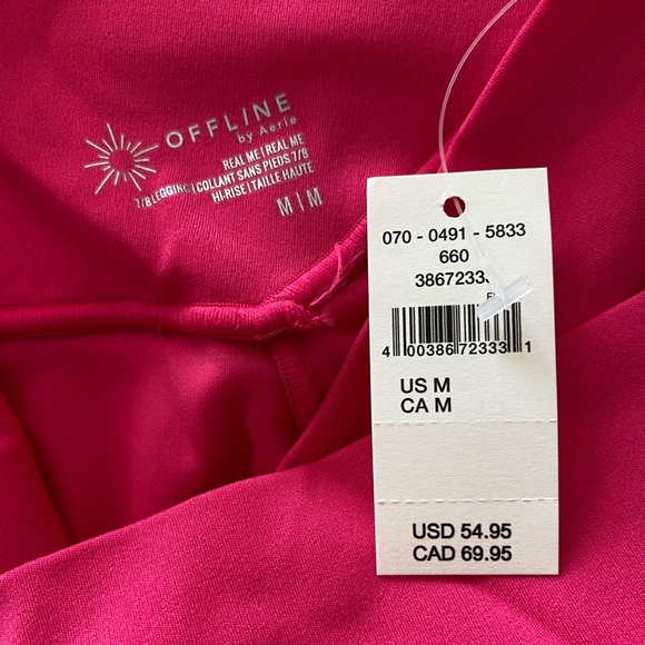 Aerie Offline Hi-Rise Crossover Real Me 7/8 Leggings, Solar Pink, Medium, NWT - Picture 6 of 7